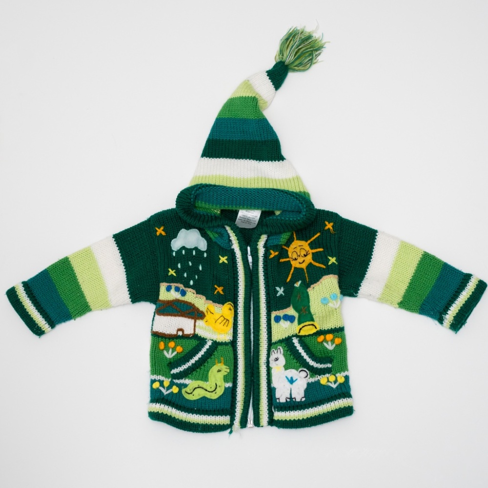 Beautiful Handmade Toddler Zip-Up Sweater Size 12 Months